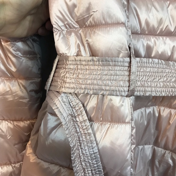 Cole Haan Signature pink metallic puffer jacket vegan “down” filled belted coat - Picture 8 of 16